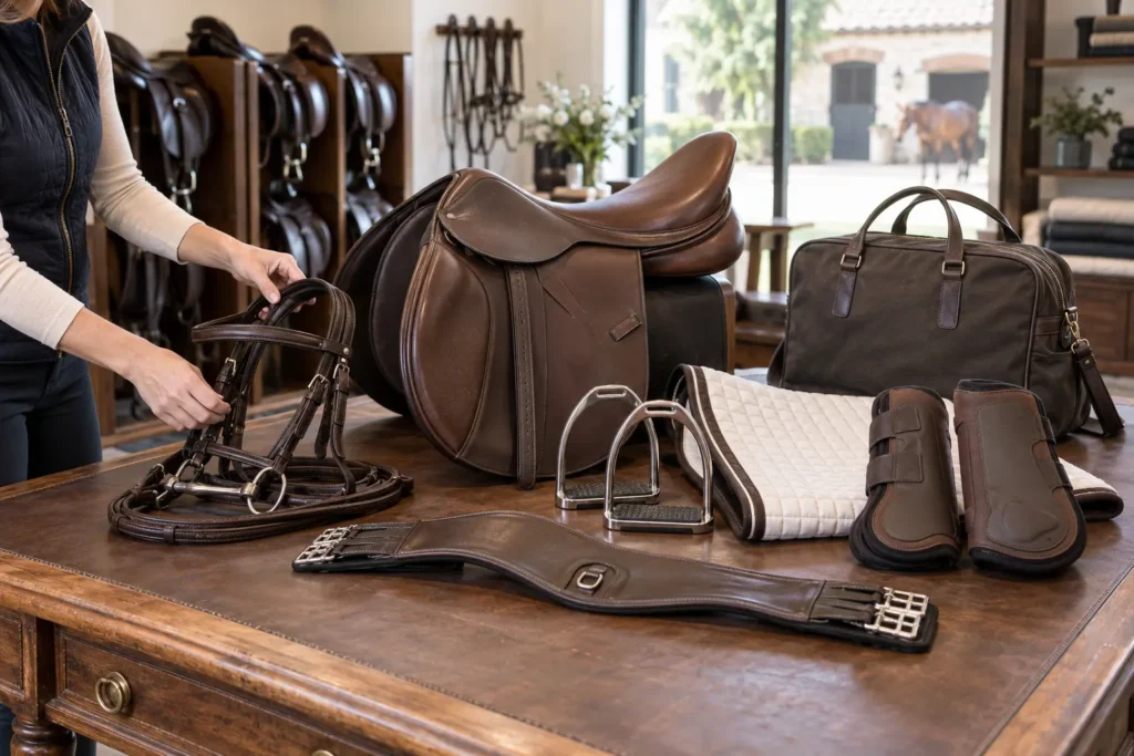 Wholesale horse tack categories arranged for a coordinated retailer range