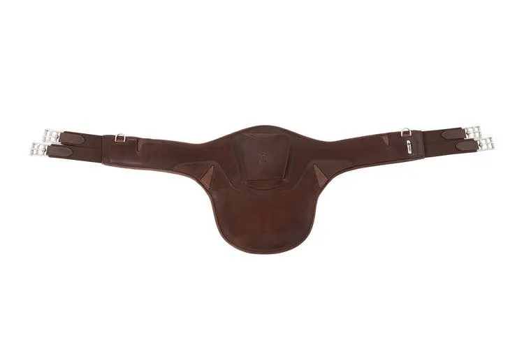 Brown leather belly-guard horse girth