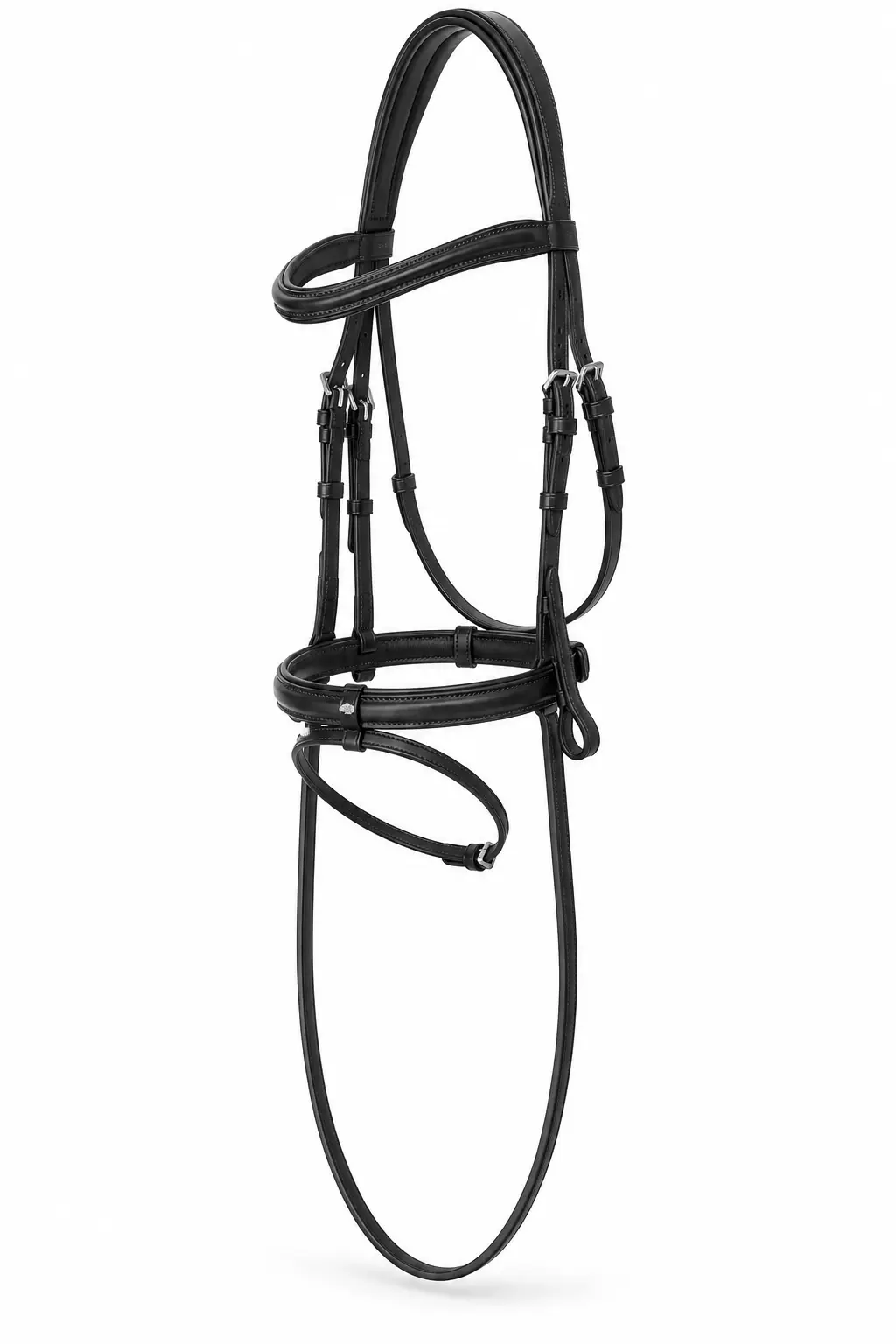 Black English leather bridle manufactured by HideOrax