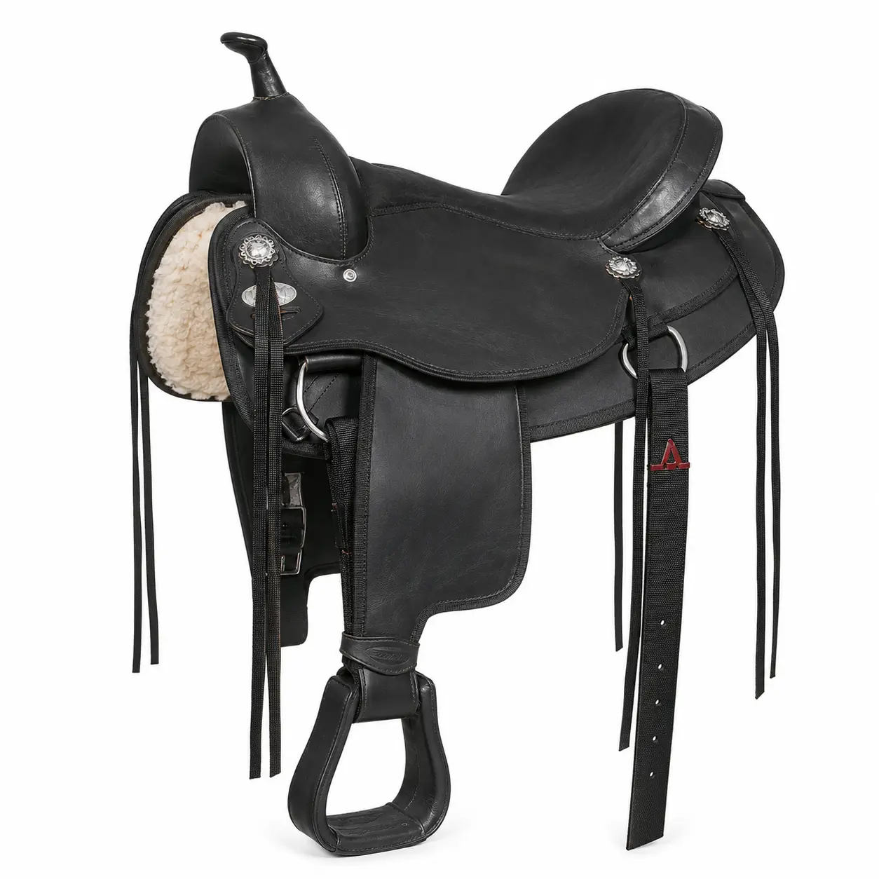 Black synthetic Western trail saddle