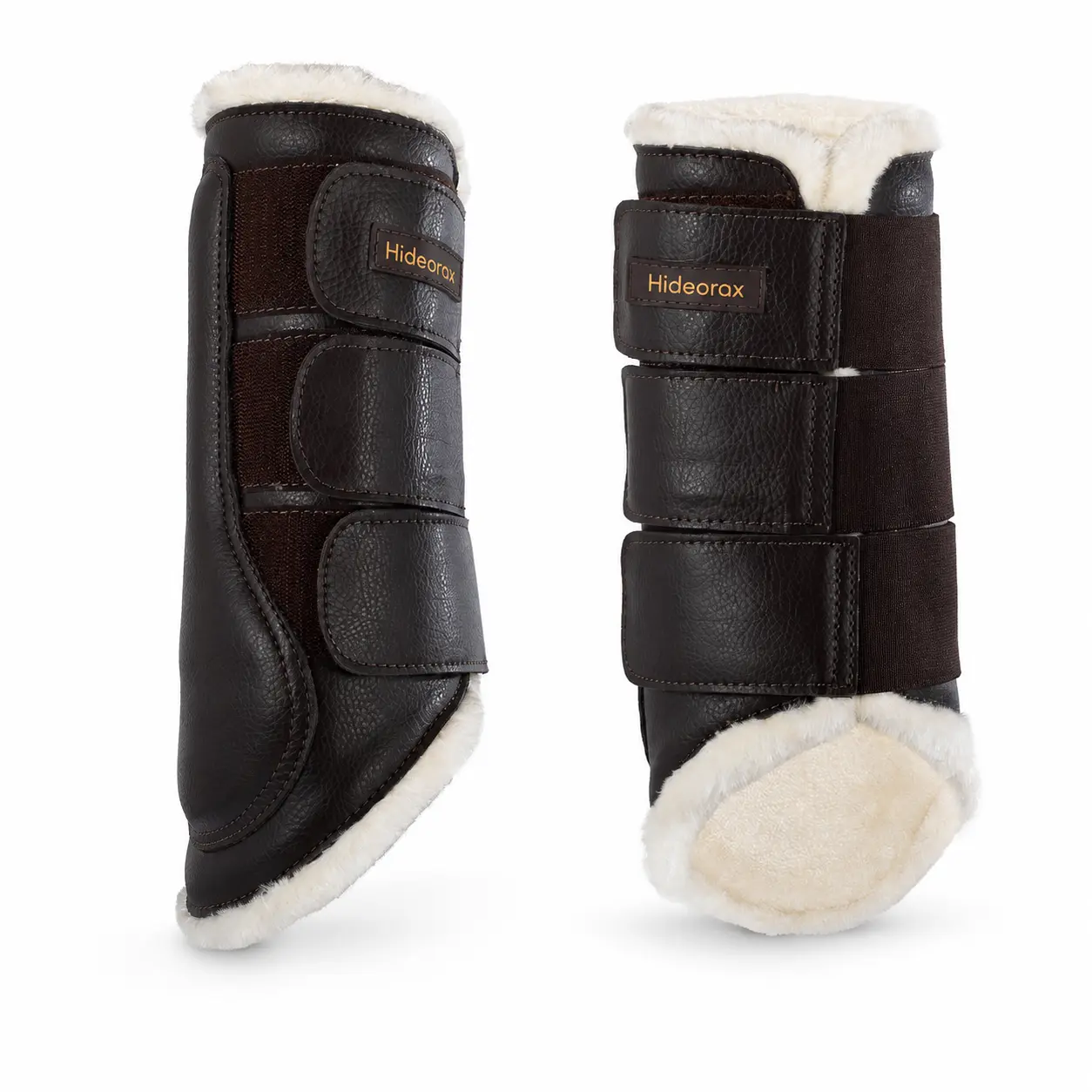Brown brushing horse boots with fleece lining