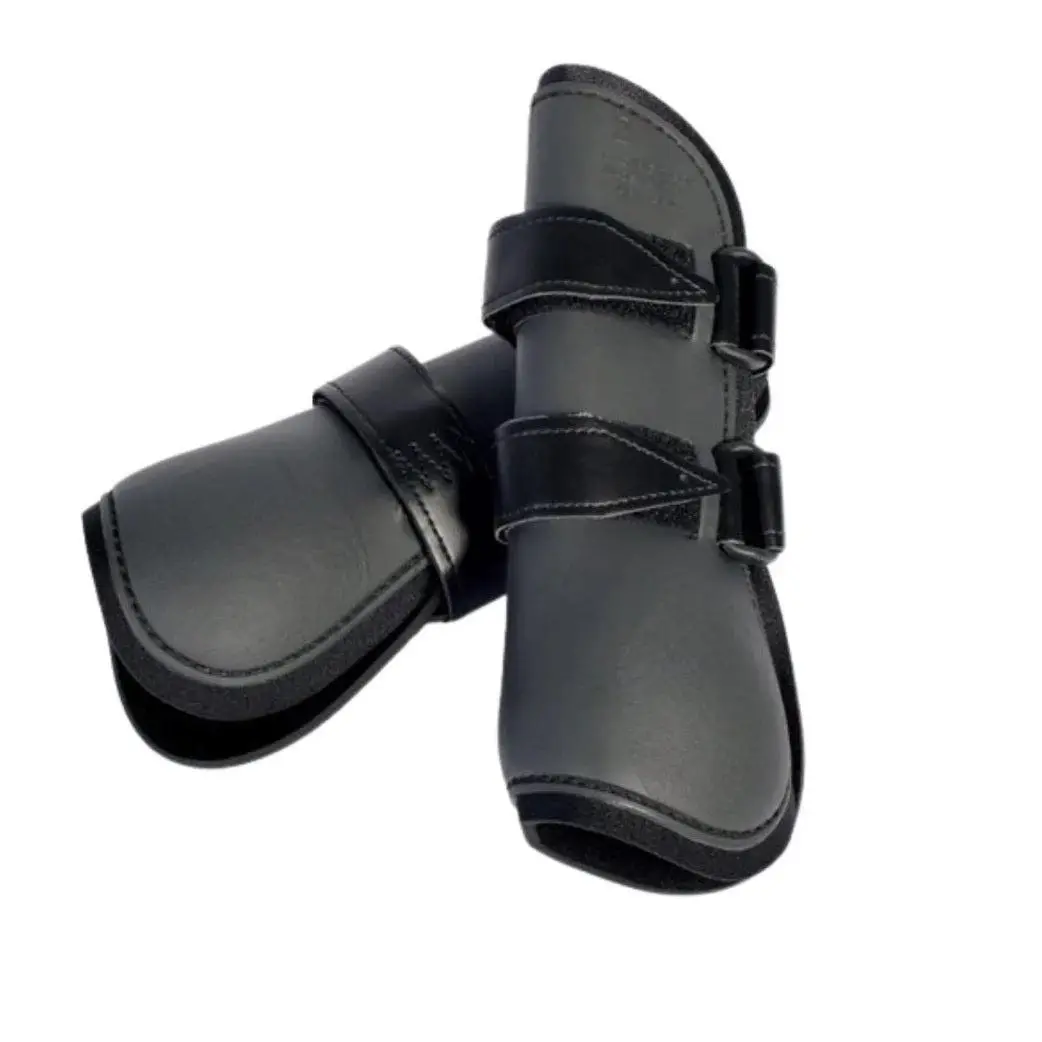 Black open-front horse boots