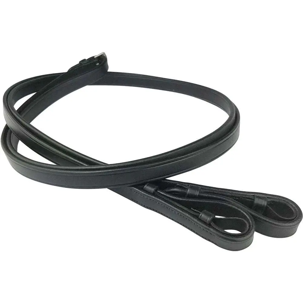 Plain black leather horse reins by HideOrax