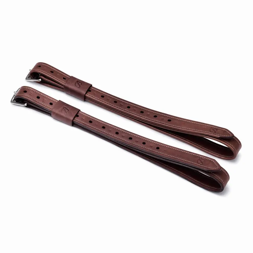 Traditional brown English stirrup leathers by HideOrax