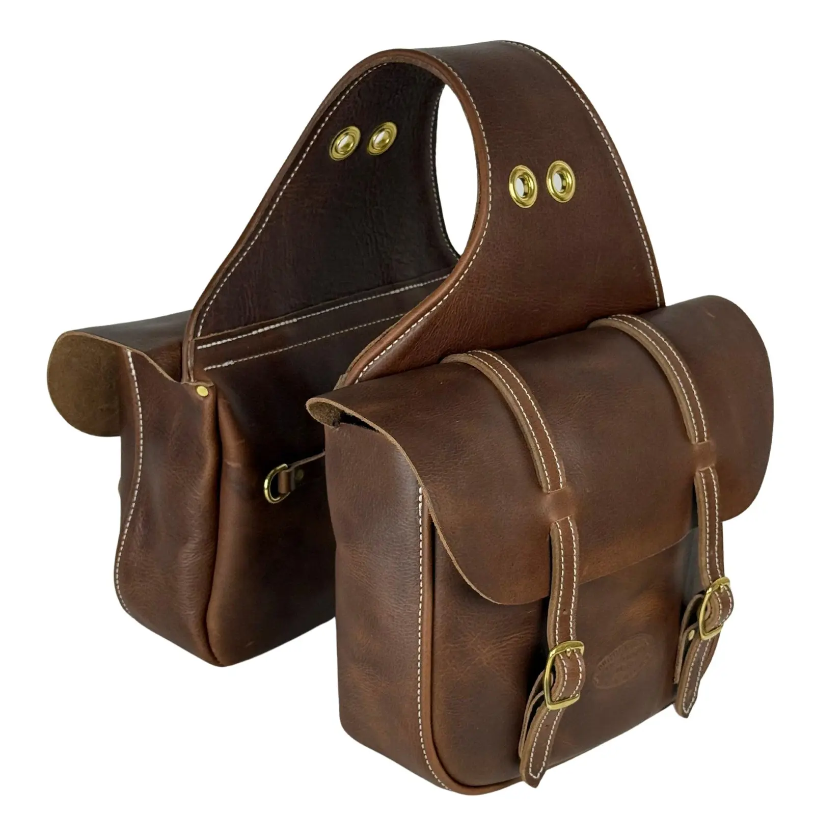 Brown leather Western double saddle bags by HideOrax