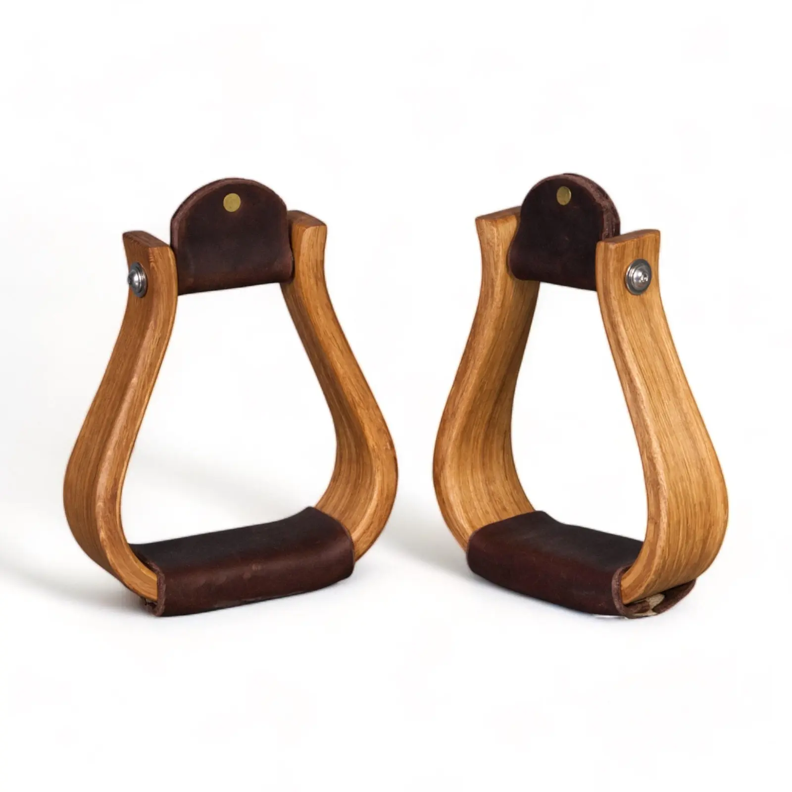 Wood and leather Western stirrups