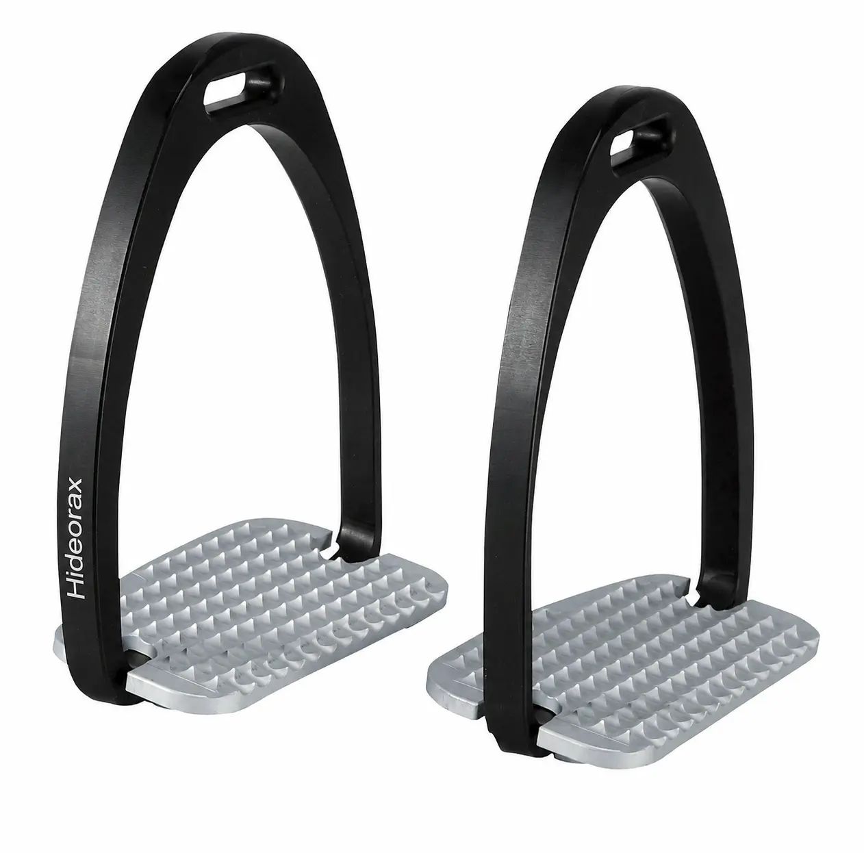 Black wide-tread technical horse stirrups